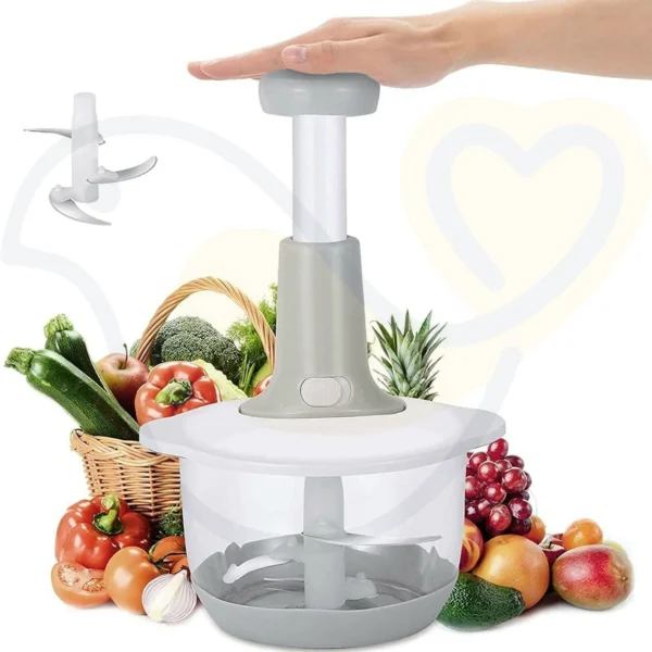 2-in-1 Hand Pressure Vegetable Chopper – 1.5L Capacity